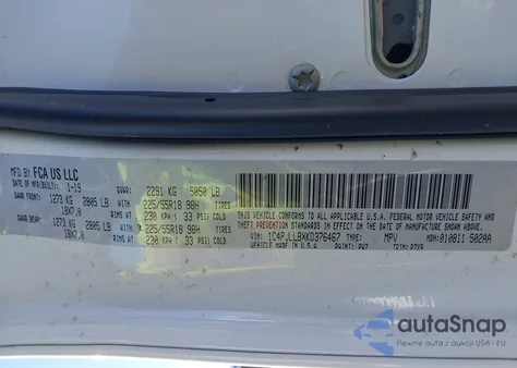 2019 Jeep Cherokee Altitude Fwd z USA, uszkodzony, nr VIN 1C4PJLLBXKD376467